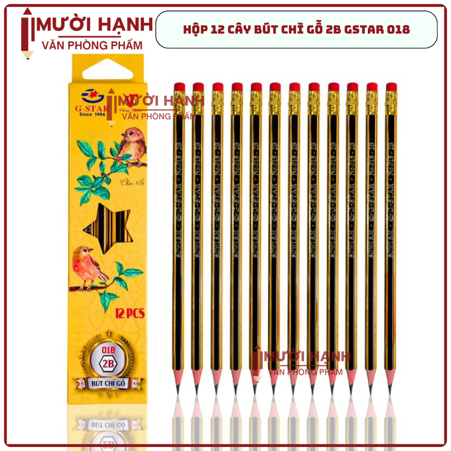 G-Star Bút Chì Gỗ 2B - 018 (12 Cây/ Hộp; 12 Hộp/ Lốc; 20 Lốc/ Thùng)