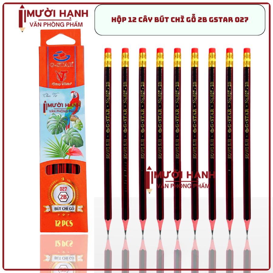 G-Star Bút Chì Gỗ 2B - 027 (12 Cây/ Hộp; 12 Hộp/ Lốc; 20 Lốc/ Thùng)