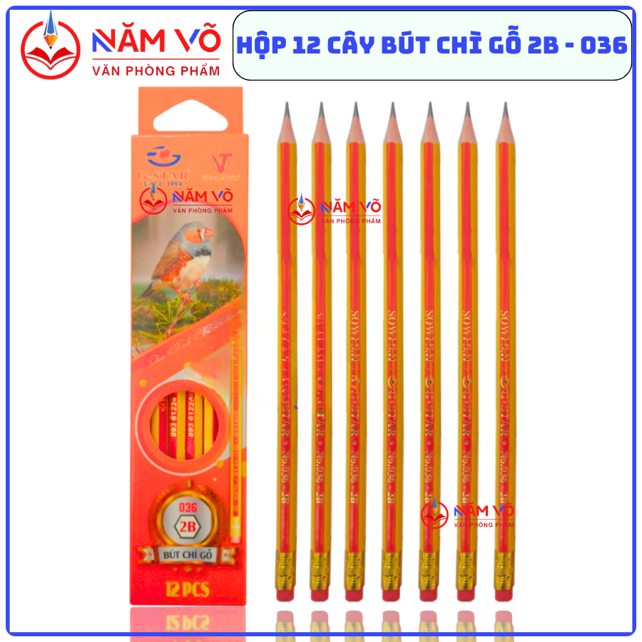 G-Star Bút Chì Gỗ 2B - 036 (12 Cây/ Hộp; 12 Hộp/ Lốc; 20 Lốc/ Thùng)