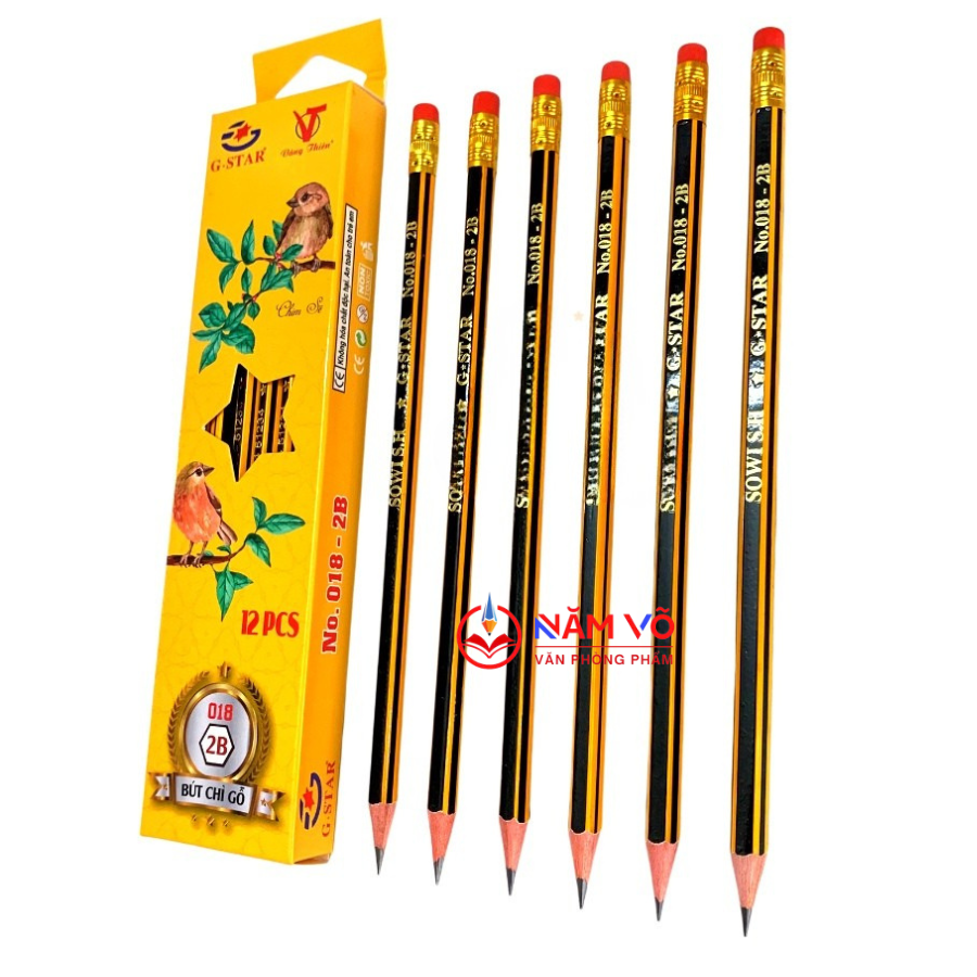 G-Star Bút Chì Gỗ 2B - 018 (12 Cây/ Hộp; 12 Hộp/ Lốc; 20 Lốc/ Thùng)