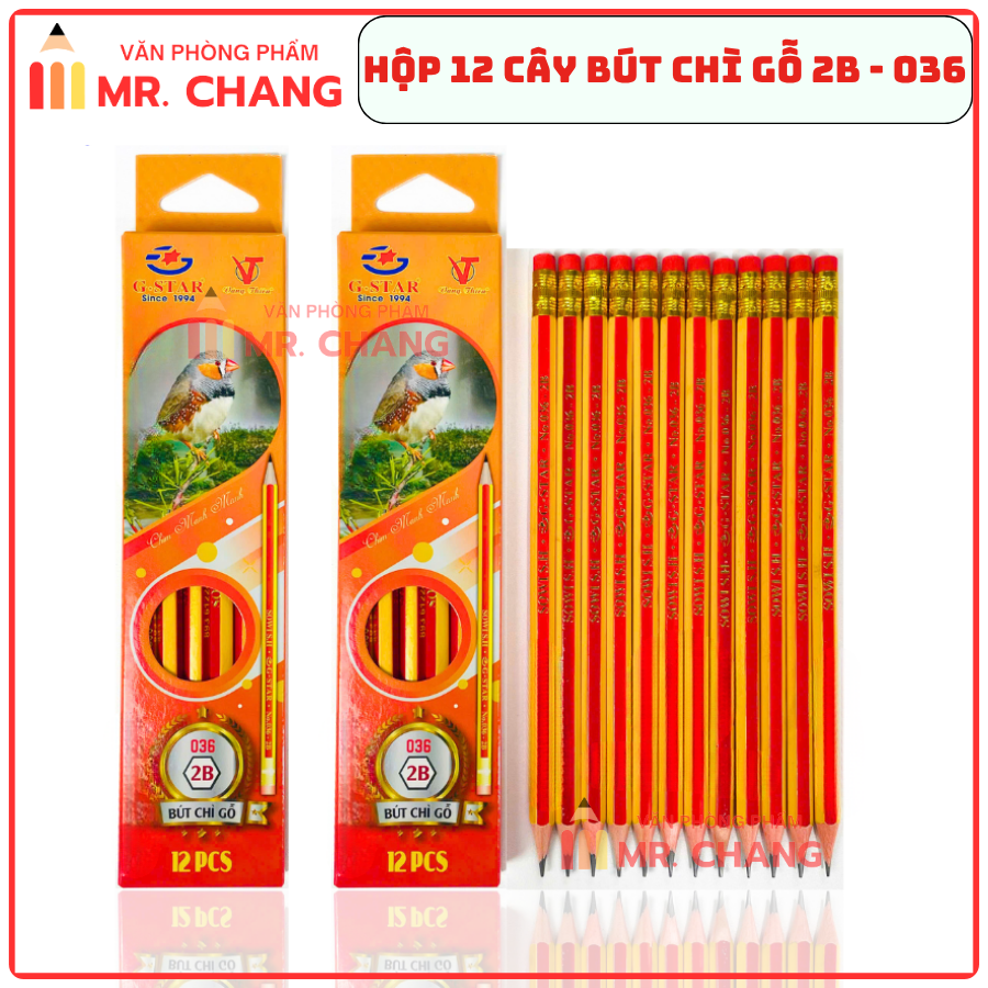 G-Star Bút Chì Gỗ 2B - 036 (12 Cây/ Hộp; 12 Hộp/ Lốc; 20 Lốc/ Thùng)