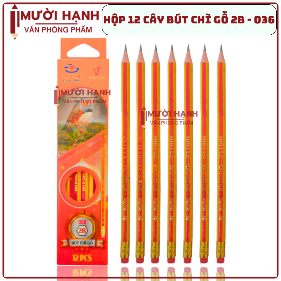 G-Star Bút Chì Gỗ 2B - 036 (12 Cây/ Hộp; 12 Hộp/ Lốc; 20 Lốc/ Thùng)