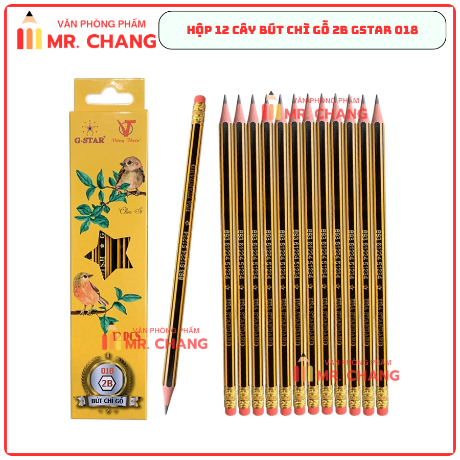 G-Star Bút Chì Gỗ 2B - 018 (12 Cây/ Hộp; 12 Hộp/ Lốc; 20 Lốc/ Thùng)