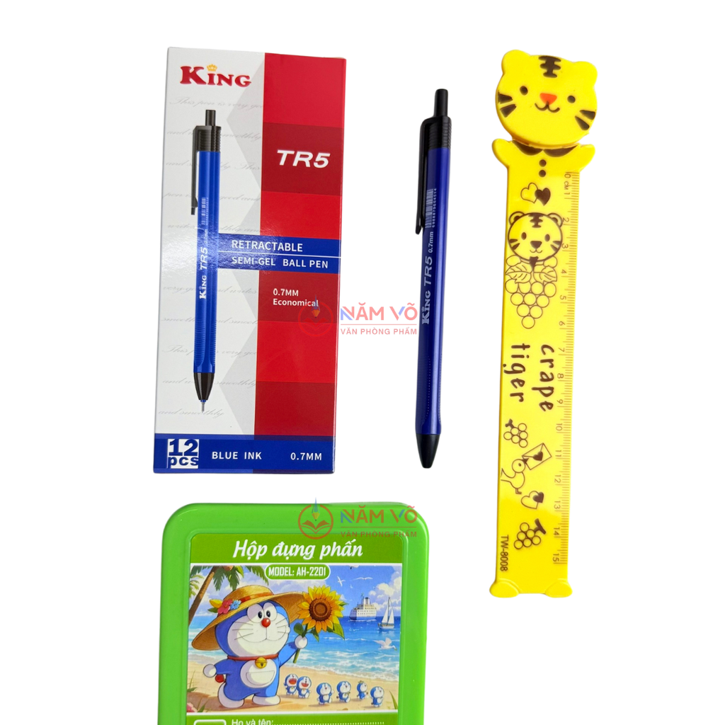 Bút Bi Bấm King TR5 (12 Cây/ Hộp; 12 Hộp/ Lốc; 288 Hộp/ Thùng) - MÀU XANH