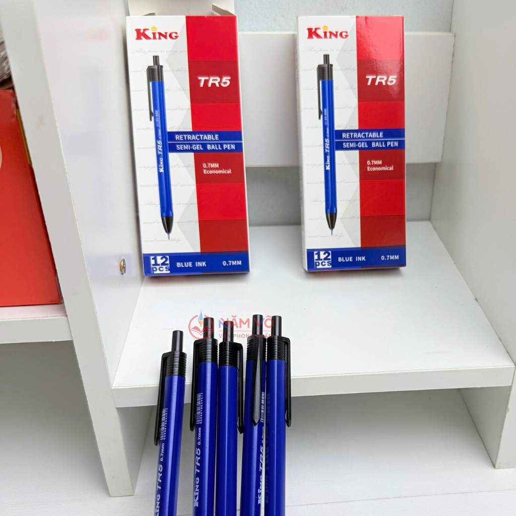 Bút Bi Bấm King TR5 (12 Cây/ Hộp; 12 Hộp/ Lốc; 288 Hộp/ Thùng) - MÀU XANH