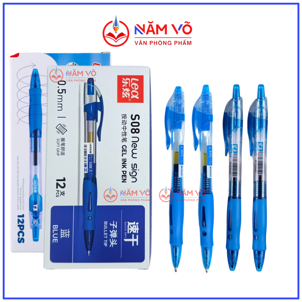 . Bút Bi Bấm Nước Lex T3, S08 (Xanh, Tím, Đỏ, Đen) (12 Cây/Hộp; 144 Hộp/Thùng)