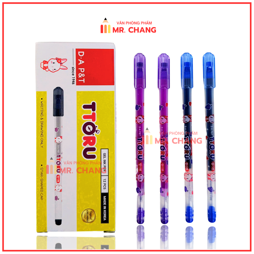 G-Star D-A P&T Bút Bíc Nước TTORU Thơm (Tím, Xanh, Đỏ, Đen) (12 Cây/Hộp; 12 Hộp/ Lốc; 96 Hộp/ Thùng)