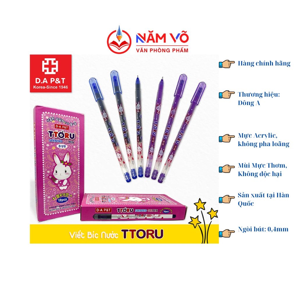 G-Star D-A P&T Bút Bíc Nước TTORU Thơm (Tím, Xanh, Đỏ, Đen) (12 Cây/Hộp; 12 Hộp/ Lốc; 96 Hộp/ Thùng)