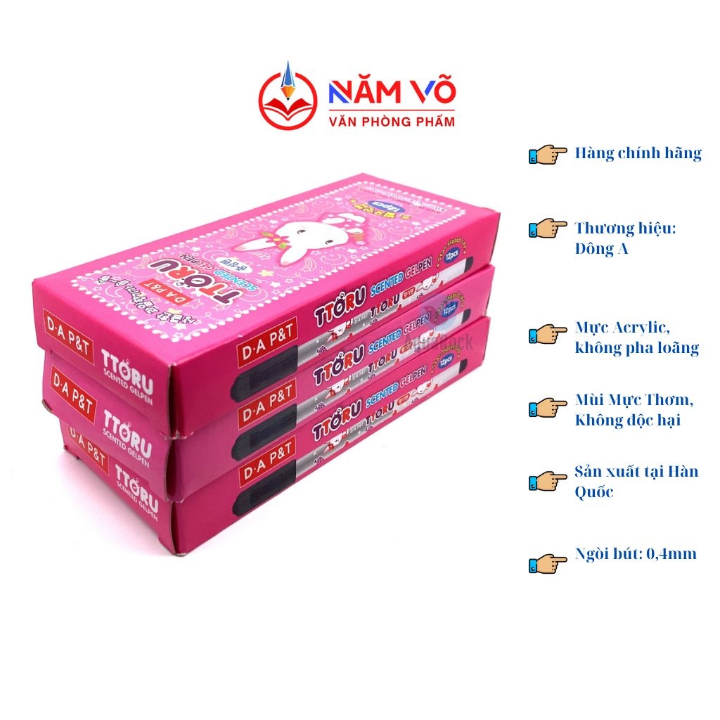 G-Star D-A P&T Bút Bíc Nước TTORU Thơm (Tím, Xanh, Đỏ, Đen) (12 Cây/Hộp; 12 Hộp/ Lốc; 96 Hộp/ Thùng)