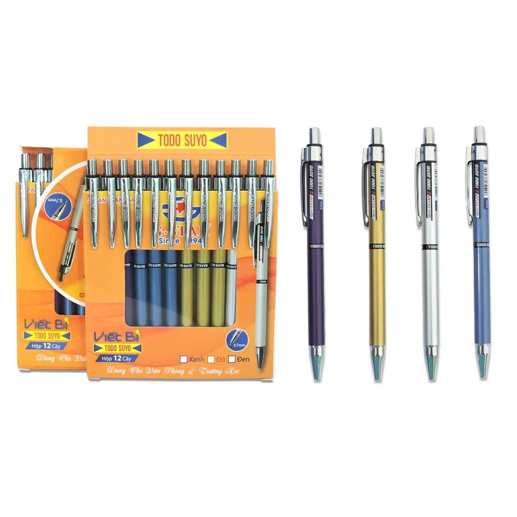 G-Star Bút Bi Bấm Mực Xanh Todo Suyo Ngòi 0.7mm (12 Cây/ Vĩ; 10 Vĩ/ Lốc; 120 Hộp/ Thùng)