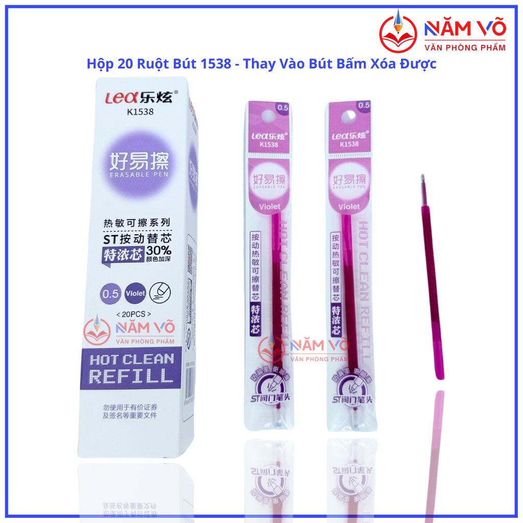 Ruột Bút Xóa Được BÚT BẤM LEX 1538 (20 Ống/Hộp; 12 Hộp/Lốc; 24 Lốc/Thùng)