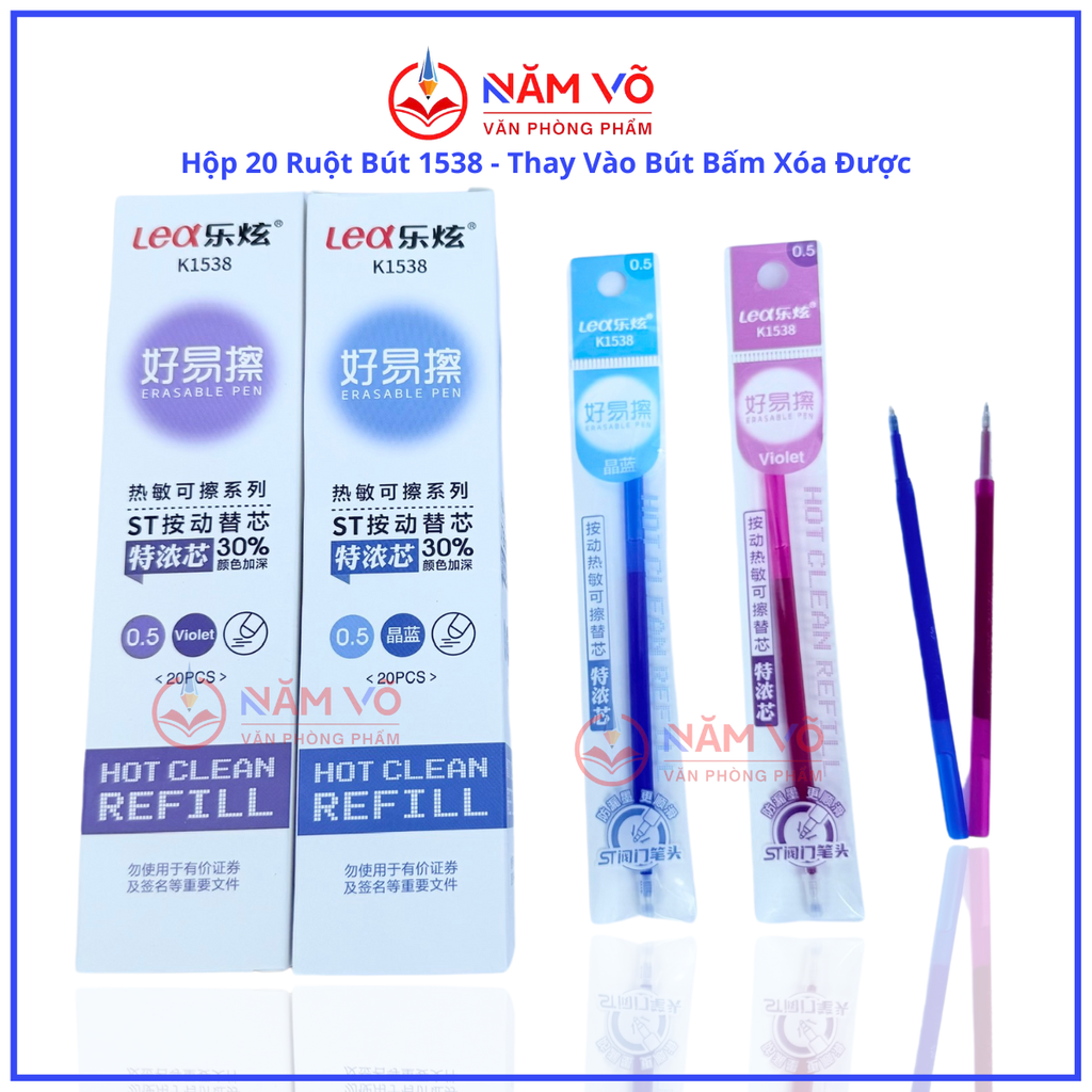 Ruột Bút Xóa Được BÚT BẤM LEX 1538 (20 Ống/Hộp; 12 Hộp/Lốc; 24 Lốc/Thùng)