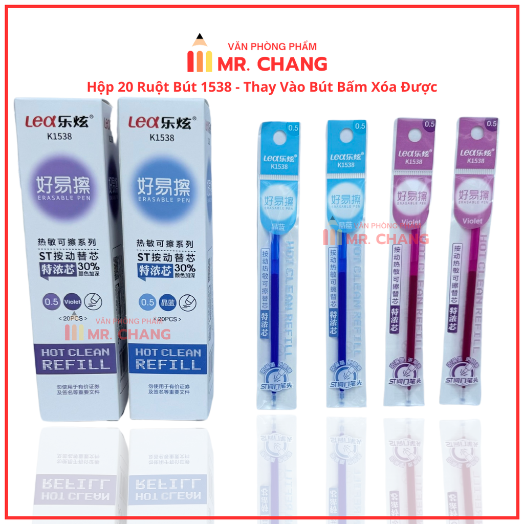 Ruột Bút Xóa Được BÚT BẤM LEX 1538 (20 Ống/Hộp; 12 Hộp/Lốc; 24 Lốc/Thùng)