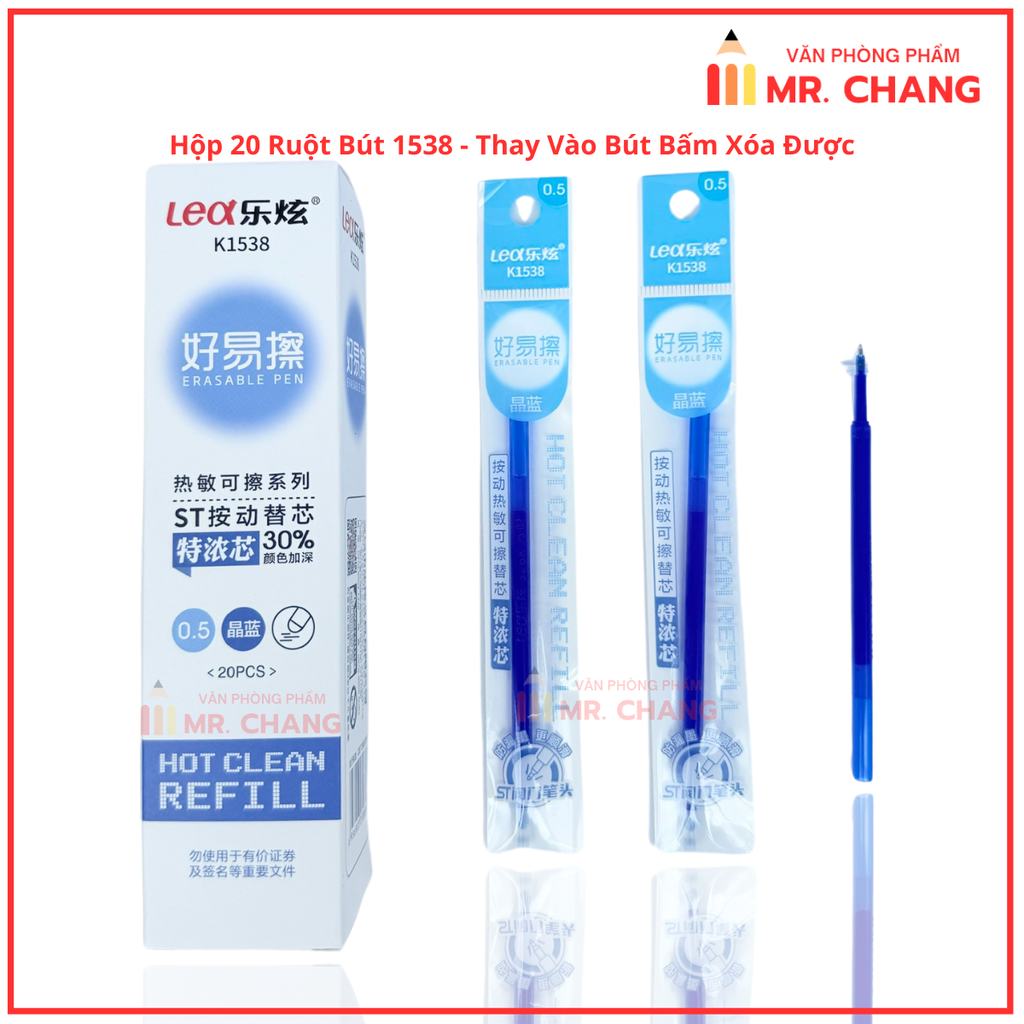 Ruột Bút Xóa Được BÚT BẤM LEX 1538 (20 Ống/Hộp; 12 Hộp/Lốc; 24 Lốc/Thùng)