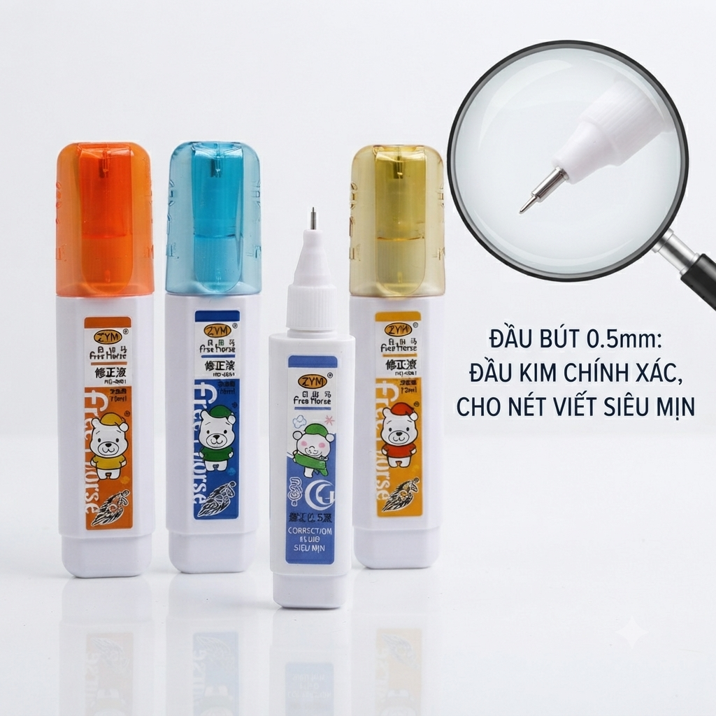 Bút Xoá Nước Nhiều Mẫu Dễ Thương 1069, 1070, 1073, 1075, 1076 (24 Cái/Hộp, 36 Hộp/Thùng)