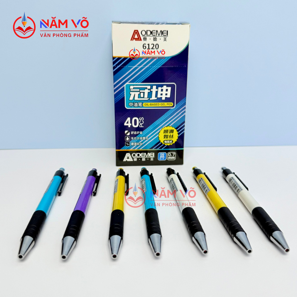 Bút Bi Bấm MỰC XANH Aodemei 6120 (40 Cây/ Hộp; 72 Hộp/ Thùng)