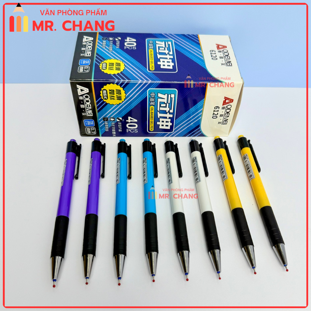 Bút Bi Bấm MỰC XANH Aodemei 6120 (40 Cây/ Hộp; 72 Hộp/ Thùng)
