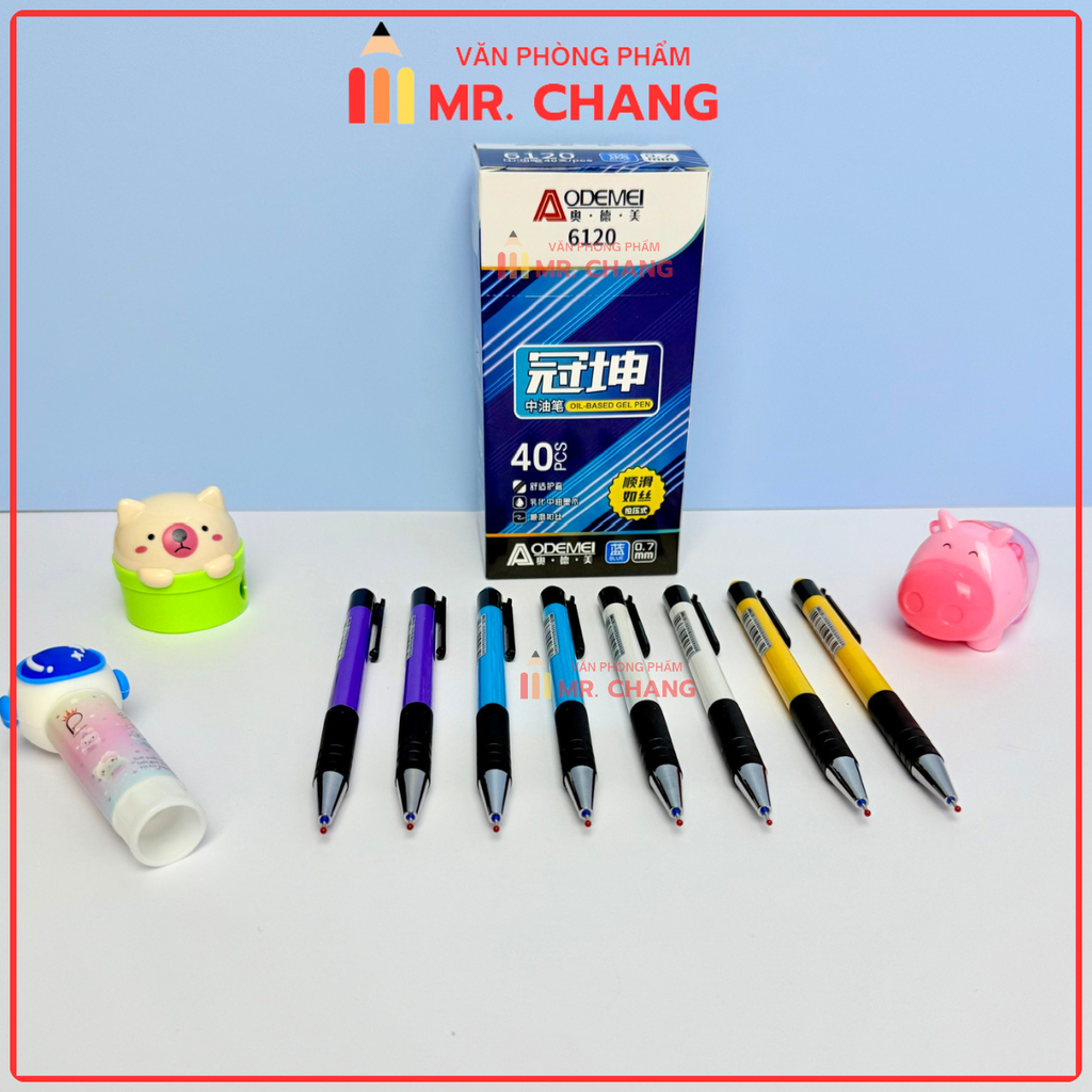 Bút Bi Bấm MỰC XANH Aodemei 6120 (40 Cây/ Hộp; 72 Hộp/ Thùng)