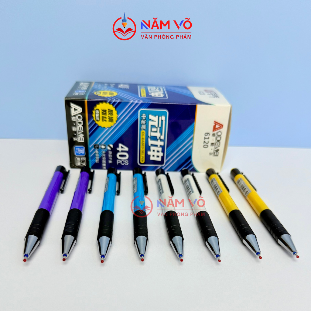 Bút Bi Bấm MỰC XANH Aodemei 6120 (40 Cây/ Hộp; 72 Hộp/ Thùng)