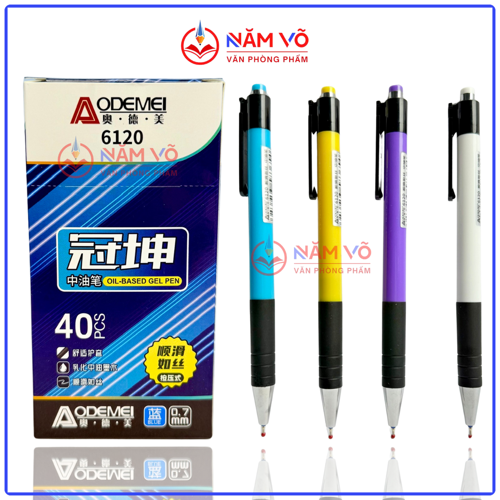 Bút Bi Bấm MỰC XANH Aodemei 6120 (40 Cây/ Hộp; 72 Hộp/ Thùng)