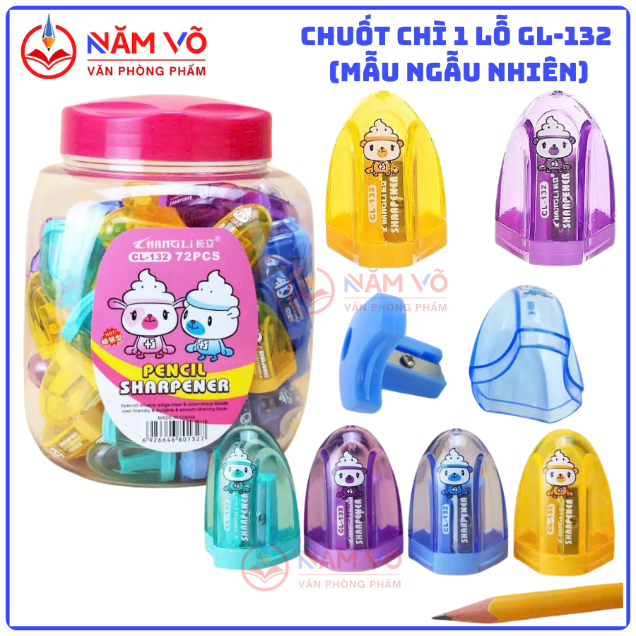 Gọt Bút Chì 1 Lỗ 132 (72 Cái/ Lon; 36 Lon/ Thùng)