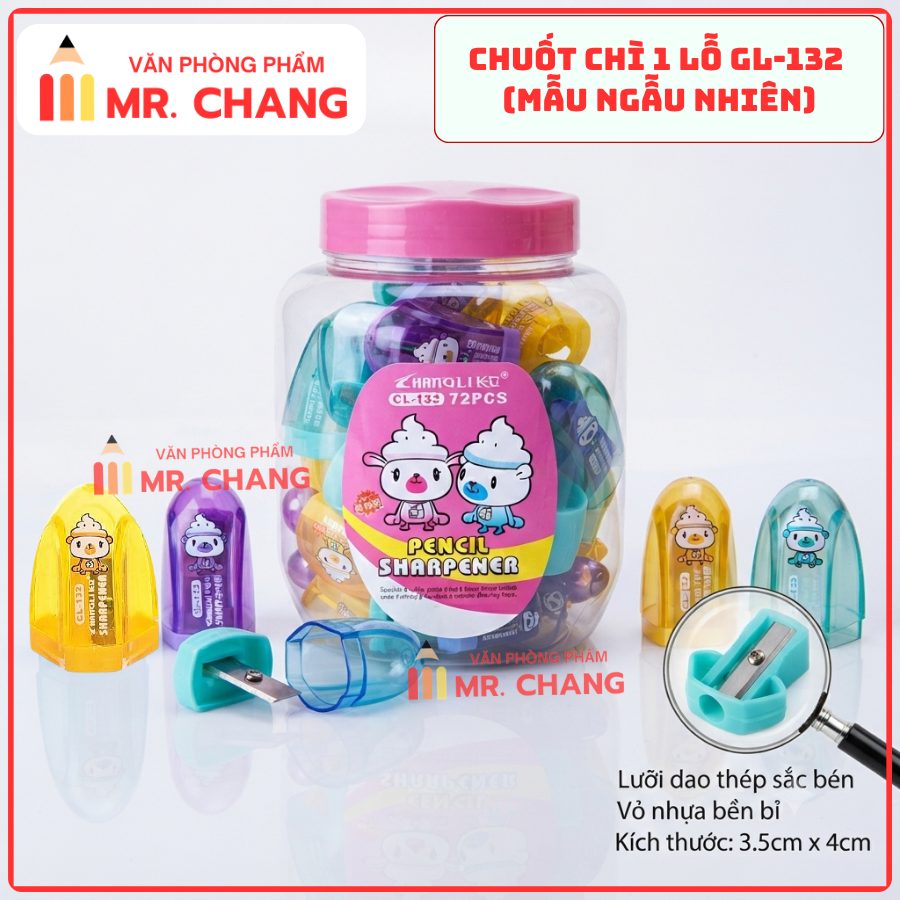 Gọt Bút Chì 1 Lỗ 132 (72 Cái/ Lon; 36 Lon/ Thùng)