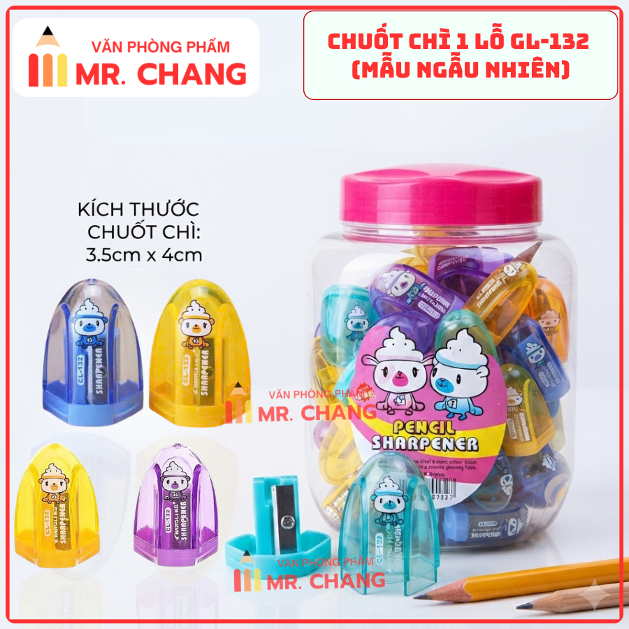 Gọt Bút Chì 1 Lỗ 132 (72 Cái/ Lon; 36 Lon/ Thùng)