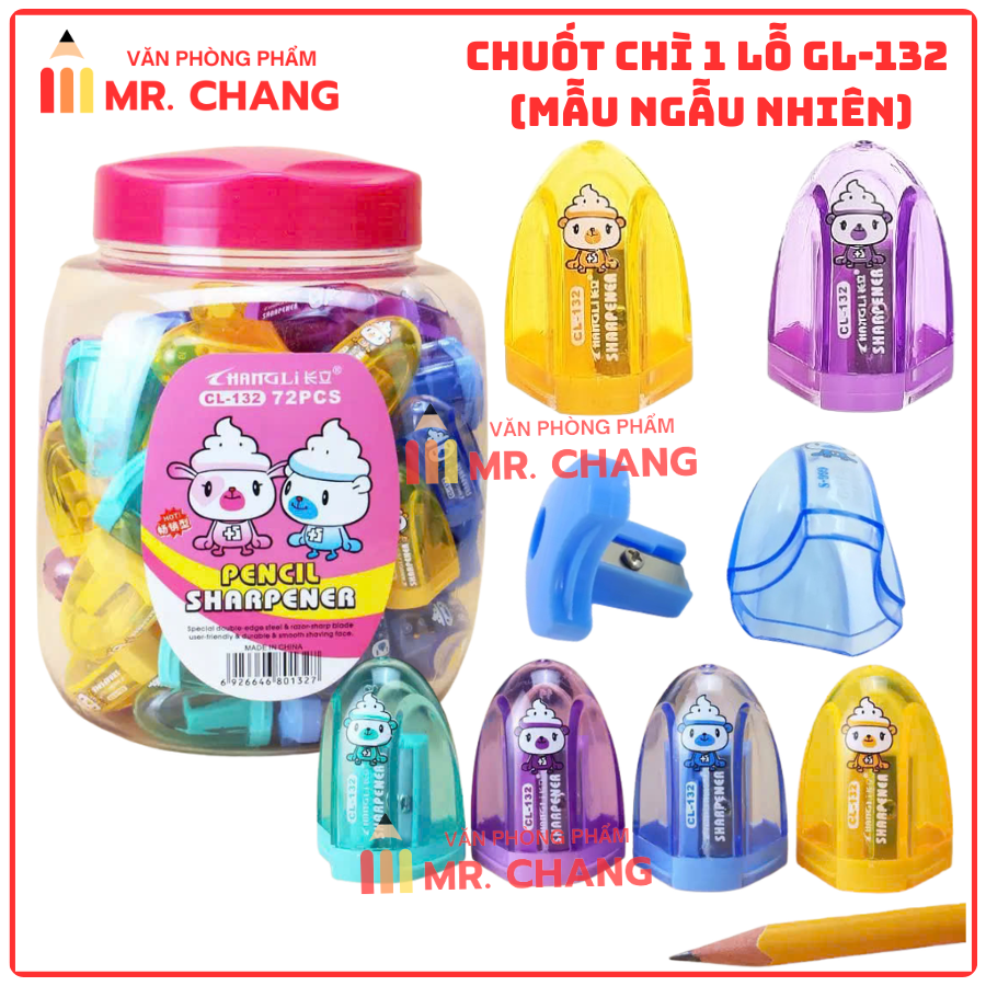 Gọt Bút Chì 1 Lỗ 132 (72 Cái/ Lon; 36 Lon/ Thùng)