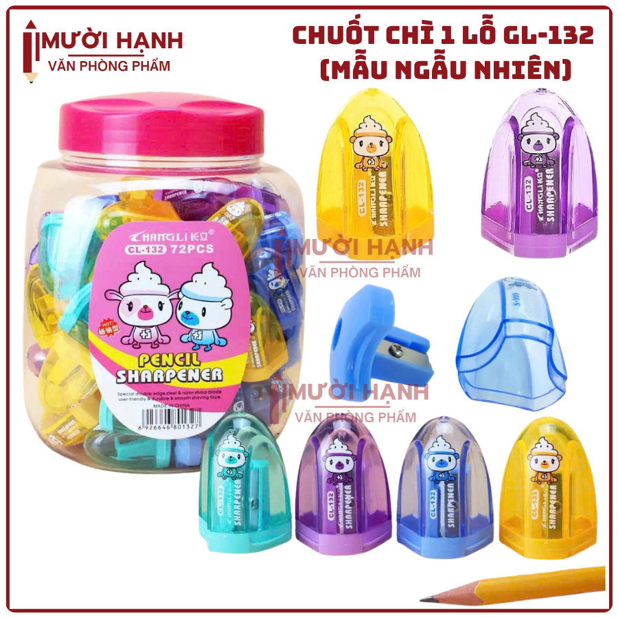 Gọt Bút Chì 1 Lỗ 132 (72 Cái/ Lon; 36 Lon/ Thùng)