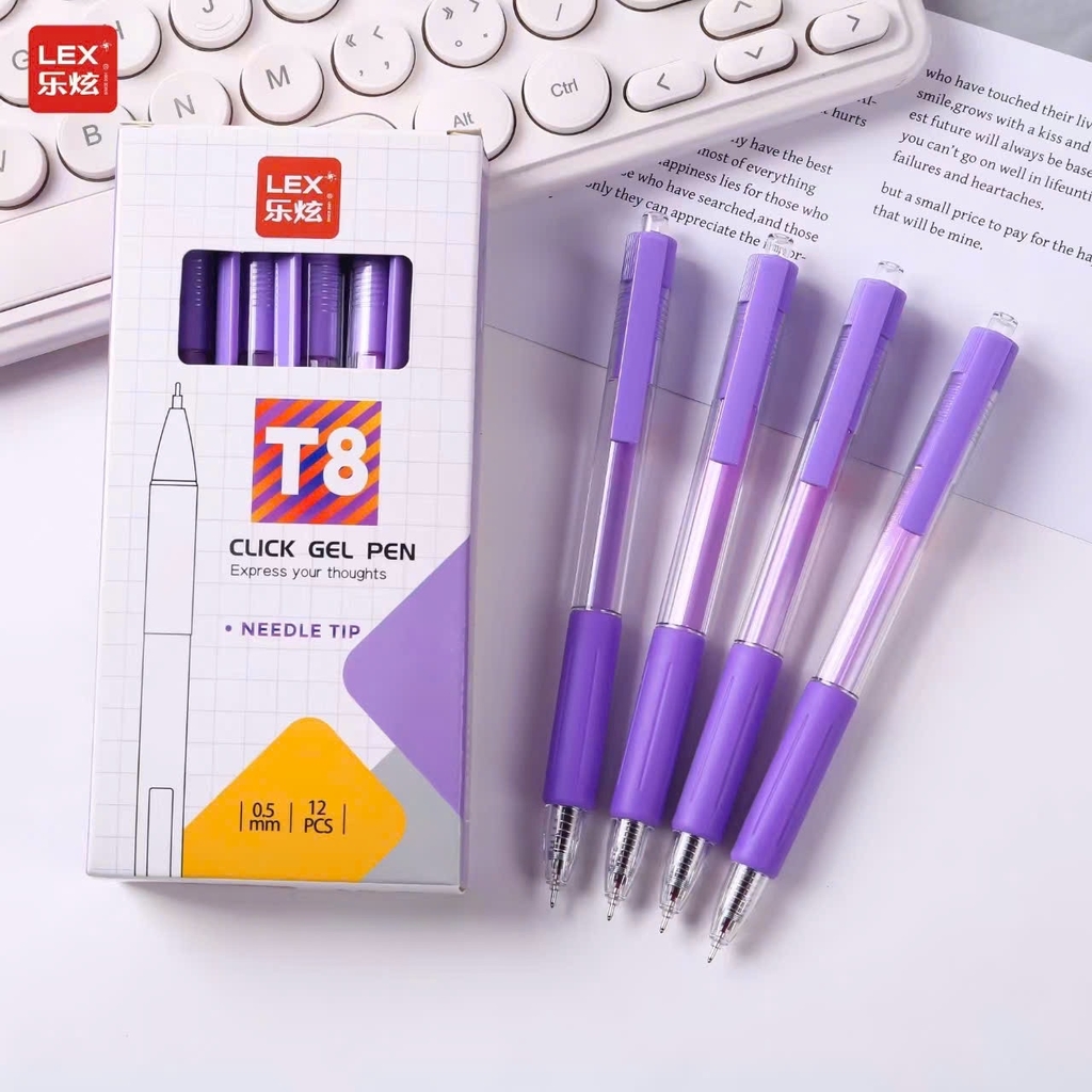 Kệ Bút Gel Bấm T8 Lex Mực Tím (96 Cây/ Kệ; 4 Kệ/ Lốc; 24 Kệ/ Thùng)