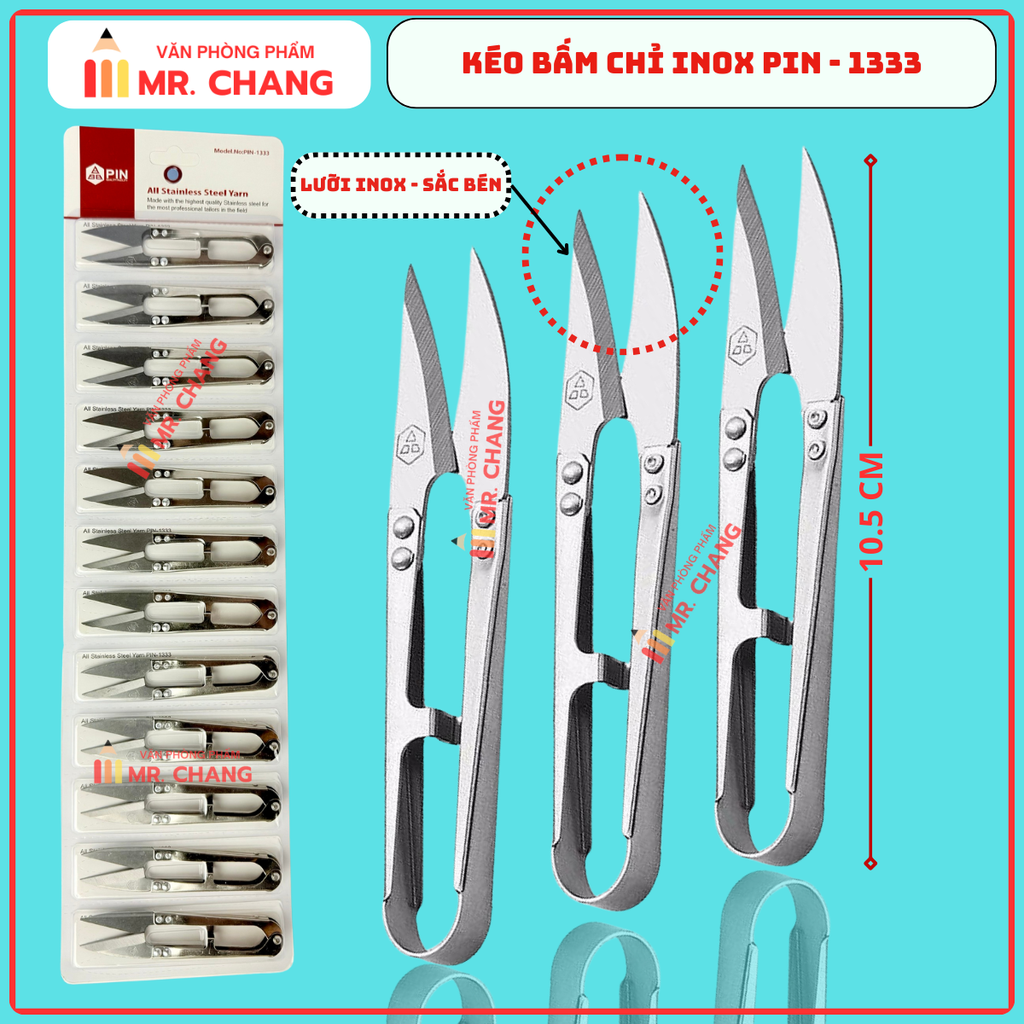 Kéo Cắt Chỉ Inox 1333A (12 Cái/ Vĩ; 120 Vĩ/ Thùng)
