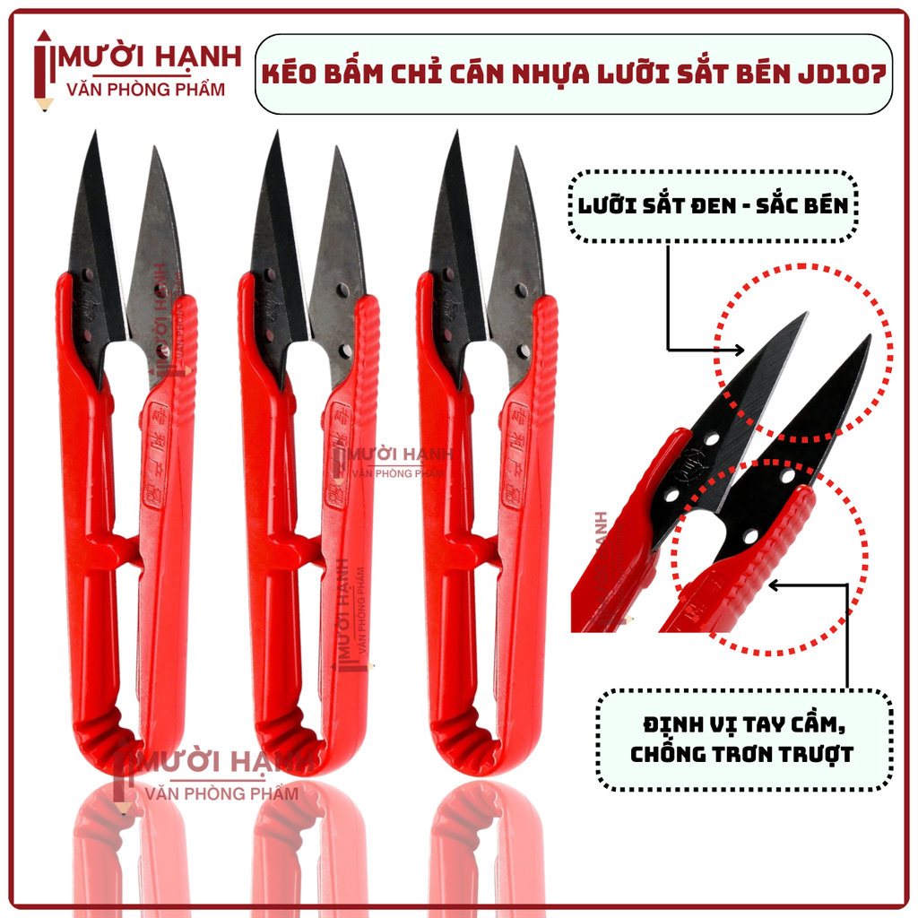 Kéo Cắt Chỉ 3 Màu và JD 107 (12 Cái/ Vĩ; 20 Vĩ/ Hộp; 6 Hộp/ Thùng)