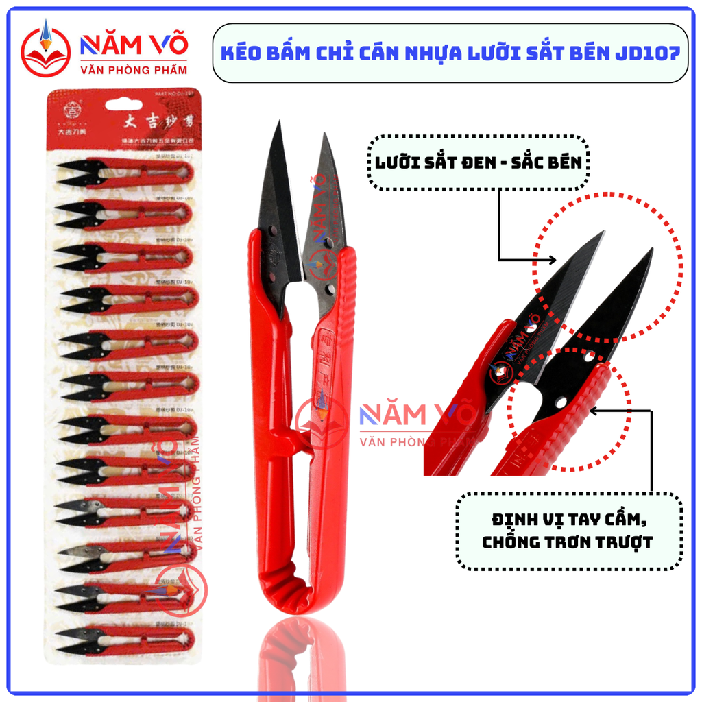 Kéo Cắt Chỉ 3 Màu và JD 107 (12 Cái/ Vĩ; 20 Vĩ/ Hộp; 6 Hộp/ Thùng)