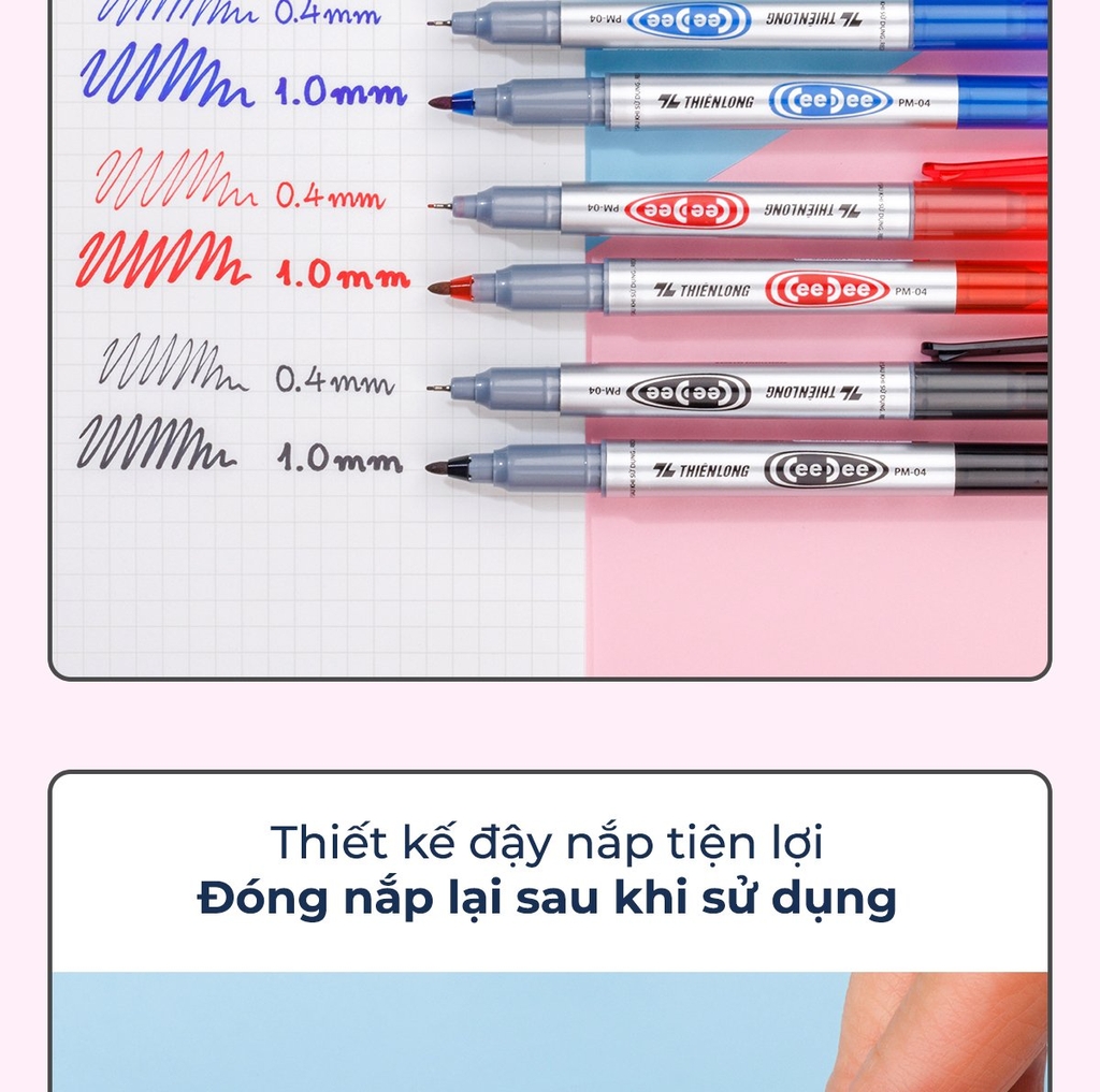 TL - Bút Lông Dầu Nhỏ PM04 (Xanh, Đỏ, Đen) (10 Cây/Hộp)