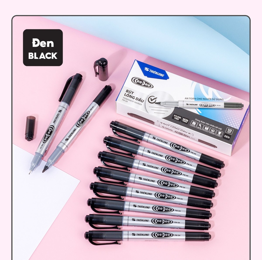 TL - Bút Lông Dầu Nhỏ PM04 (Xanh, Đỏ, Đen) (10 Cây/Hộp)