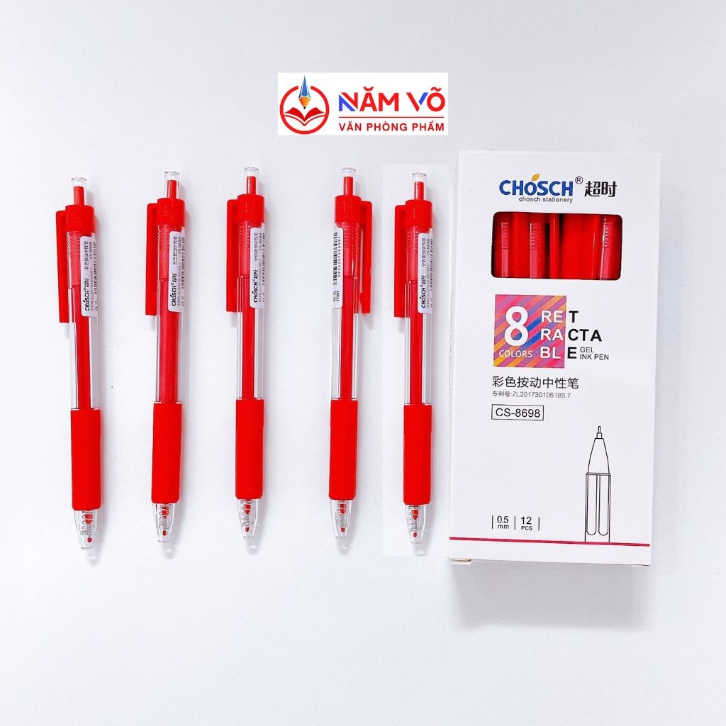 . Bút Chosch Mực Nước CS8698 (Xanh, Tím, Đỏ, Đen) (12 Cây/Hộp; 12 Hộp/ Lốc; 12 Lốc/Thùng)
