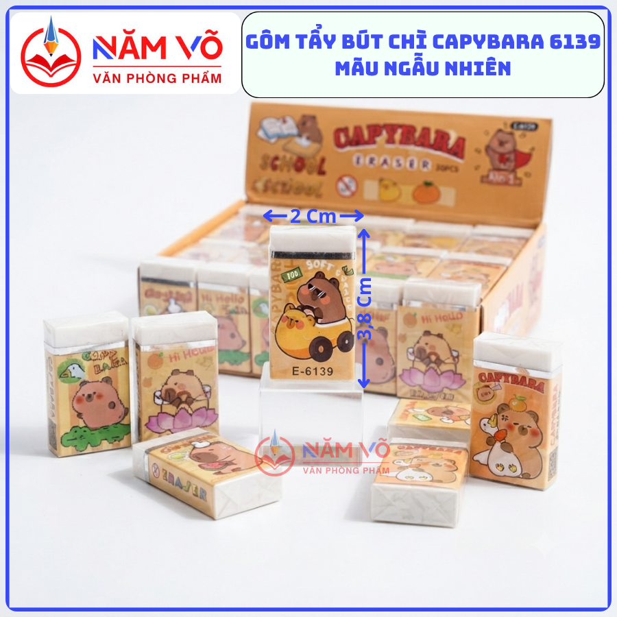 Gôm Eraser CAPYBARA 6139 (30 Cục/Lốc; 20 Lốc/Thùng)