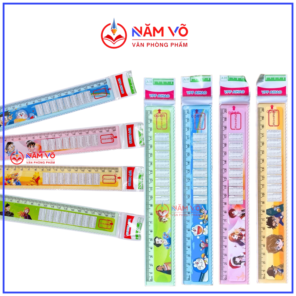 . Thước CỬU CHƯƠNG AIHAO 20CM AH0124; AH-20 (100 Cây/Lon; 24 Lon/ Thùng)