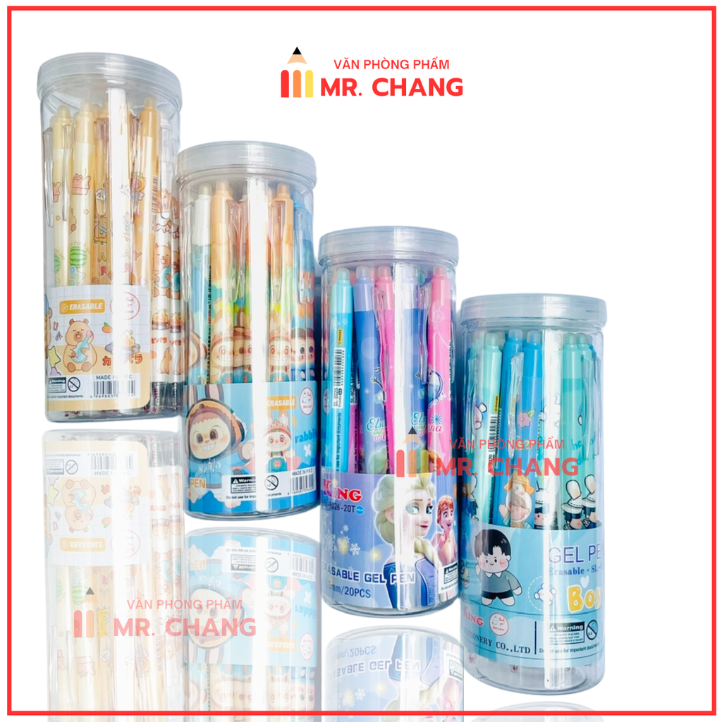 LON 20 CÂY Bút Gel BẤM Xóa Được LON KING (Xanh, Tím) (20 Cây/Lon; 12 Lon/Hộp; 96 Lon/Thùng) 9986