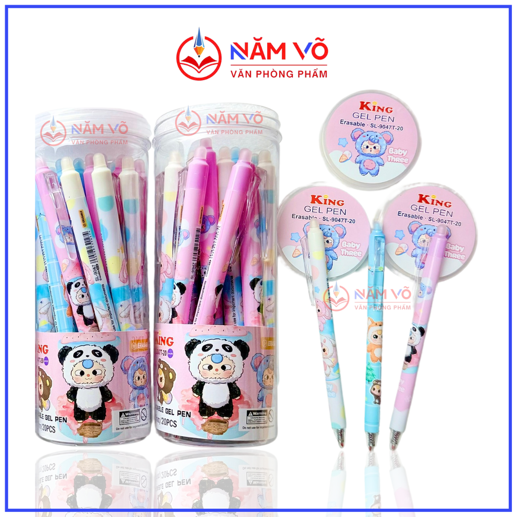 LON 20 CÂY Bút Gel BẤM Xóa Được LON KING (Xanh, Tím) (20 Cây/Lon; 12 Lon/Hộp; 96 Lon/Thùng) 9986