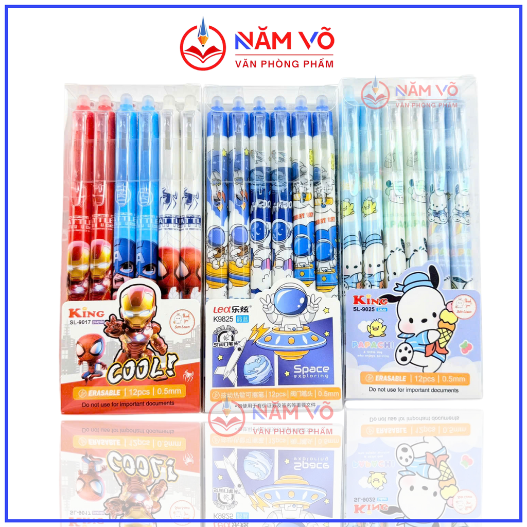 Bút Gel Bấm Xóa Được HỘP KIẾNG VS, King (12 Cây/Hộp; 12 Hộp/Lốc; 16 Lốc/Thùng)