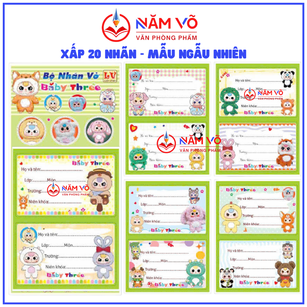 Nhãn 2 Ô (20 Nhãn/ Xấp; 10 Xấp/ Bó; 10 Bó/ Bịch)