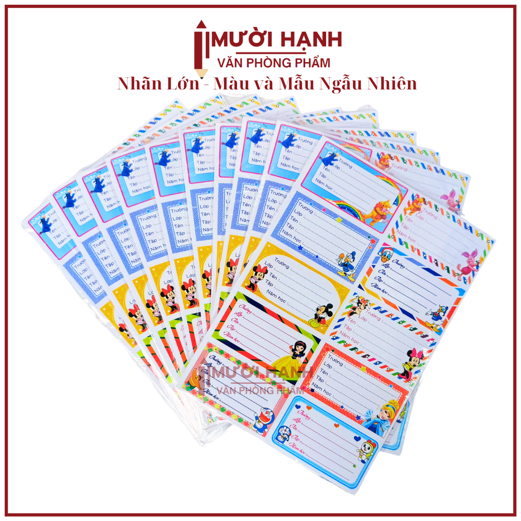 Nhãn Vở Đại 10 Nhãn Có Keo (5 Tờ/Bịch; 10 Bịch/Bó)