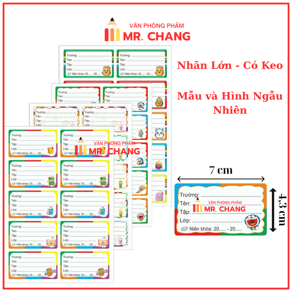 Nhãn Vở Đại 10 Nhãn Có Keo (5 Tờ/Bịch; 10 Bịch/Bó)