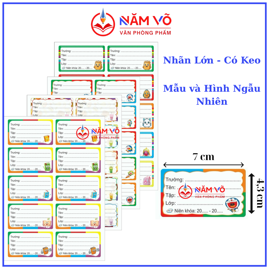 Nhãn Vở Đại 10 Nhãn Có Keo (5 Tờ/Bịch; 10 Bịch/Bó)