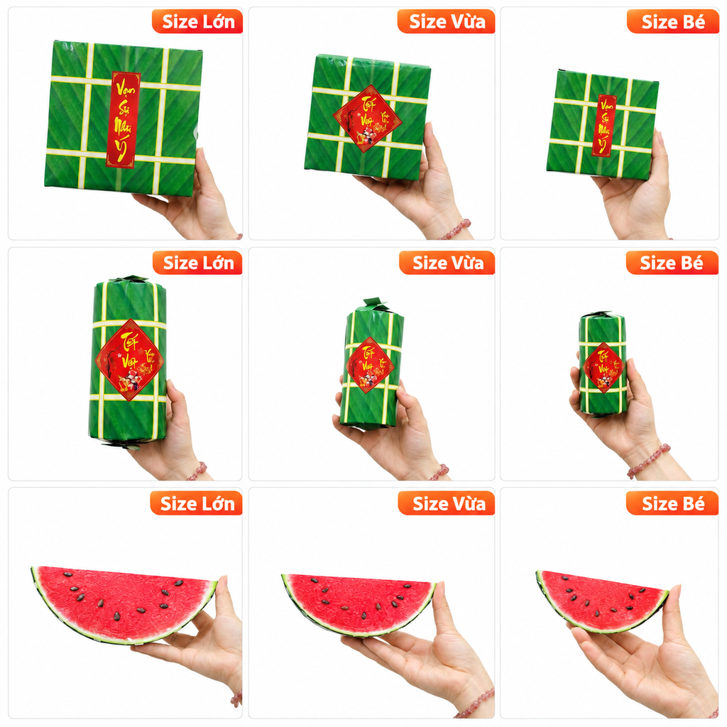 Sét 3 Loại Bánh Chưng, Bánh Tét, Dưa Hấu Trang Trí Tết (3 Loại/Sét)