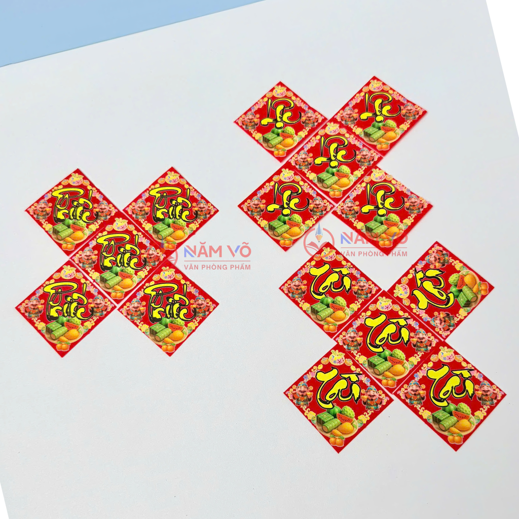 Dán Dưa Vải Nhung (Tài, Lộc, Phước) - (10 Tờ/ Xấp; 10 Xấp/ Bó)