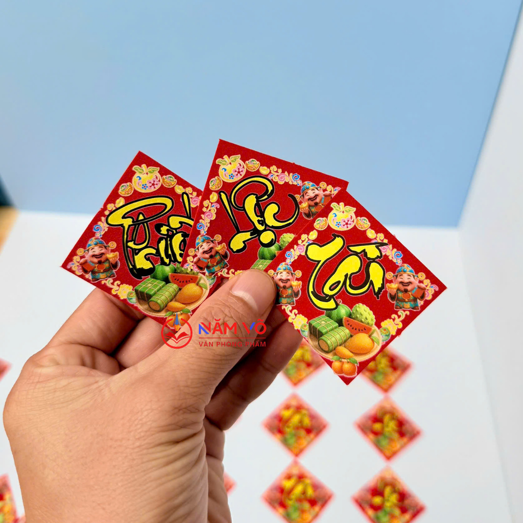 Dán Dưa Vải Nhung (Tài, Lộc, Phước) - (10 Tờ/ Xấp; 10 Xấp/ Bó)