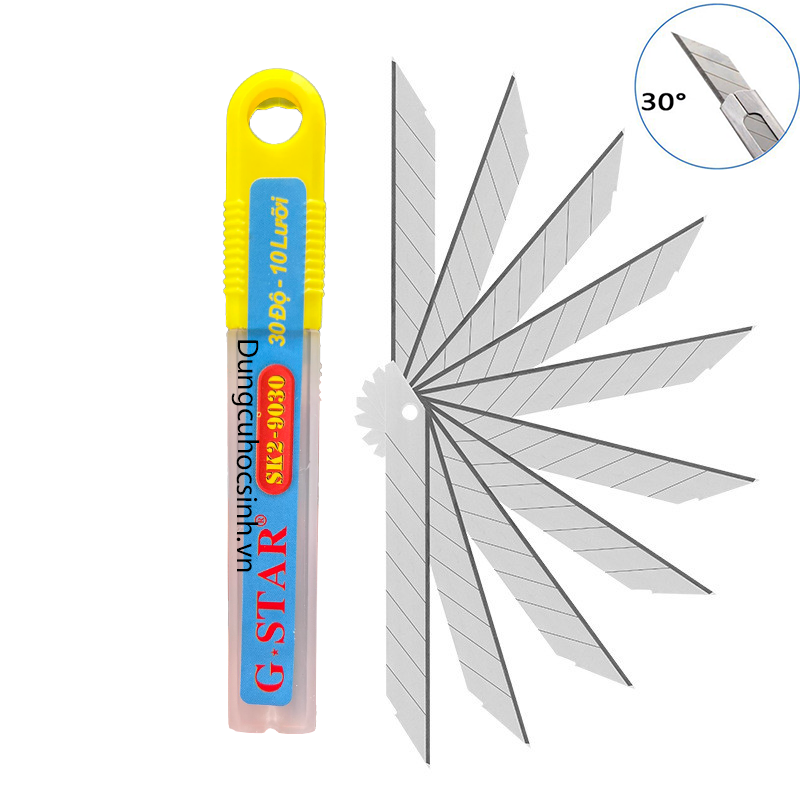 G-Star Lưỡi Dao Rọc Giấy Nhỏ 30 độ SK2 9030 (10 Lưỡi/ Tuýp; 20 Tuýp/ Hộp; 40 Hộp/ Thùng)