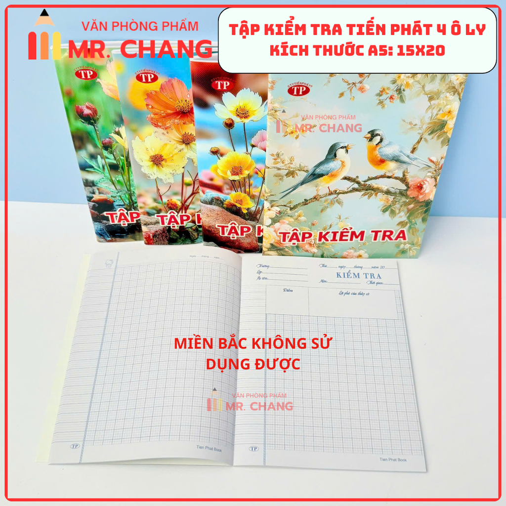 Tập KIỂM TRA Tiến Phát 4 Ô Ly DL 80Gms (200 Quyển/ Cây)